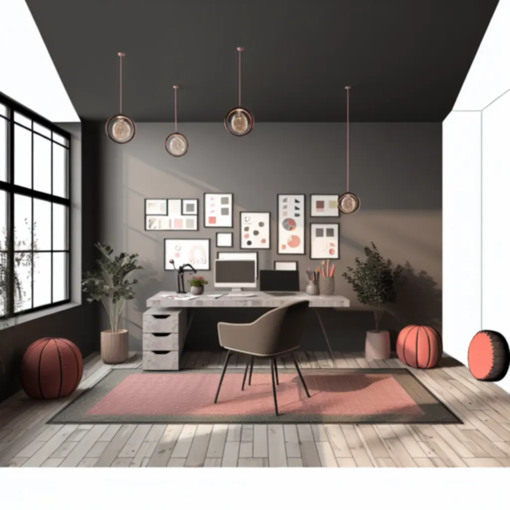 Śrośrodowisko przestrzeni roboczej studia prezentujące atmosferę twórczą